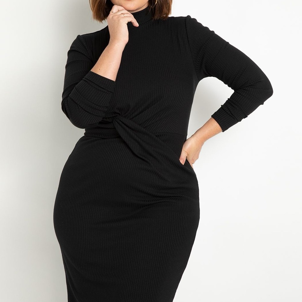 Twist Detail Ribbed Dress